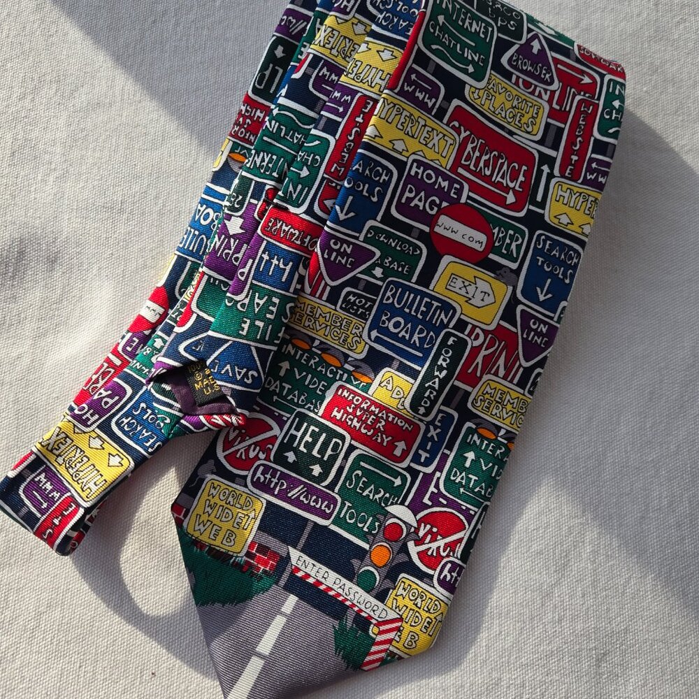 Alynn Neckware The Internet "Information Superhighway" Tie 100% Silk Made in USA